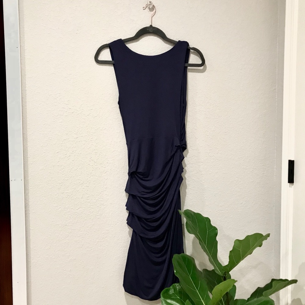 Anthropologie Fitted Asymmetrical Blue Midi Dress - Picture 4 of 4